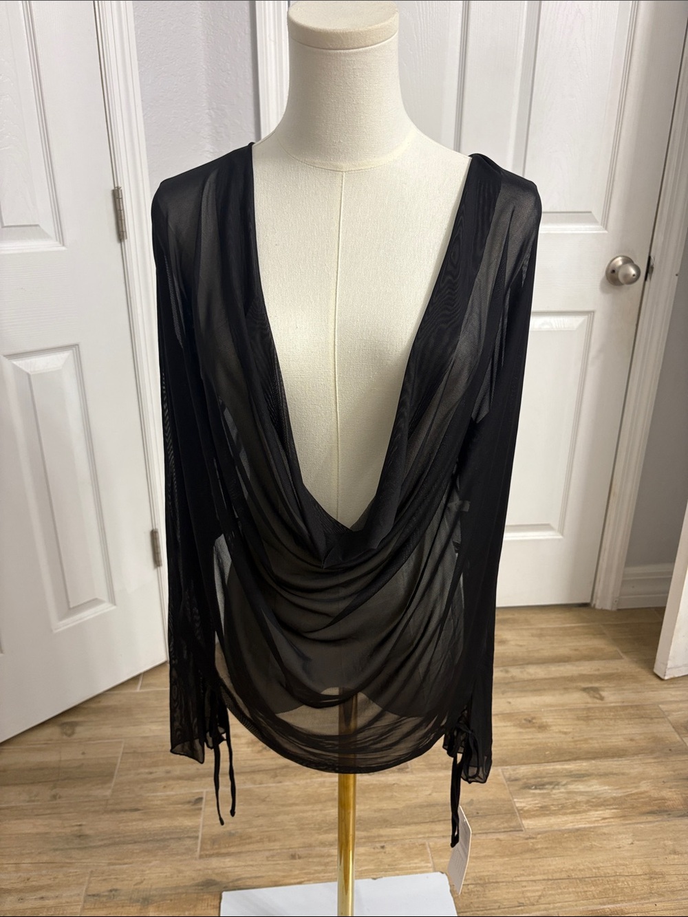 Aritzia Black Sheer Draped Cardigan
